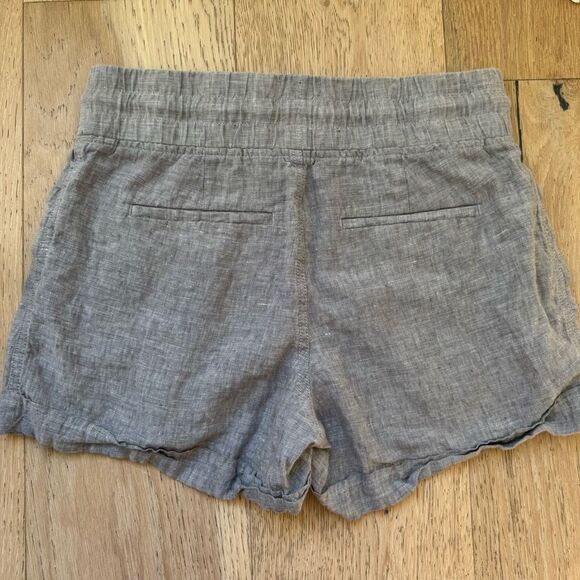 Athleta Cabo 100% Linen Shorts Size 4 Small Gray Pull On Drawstring Breathable - Picture 4 of 5